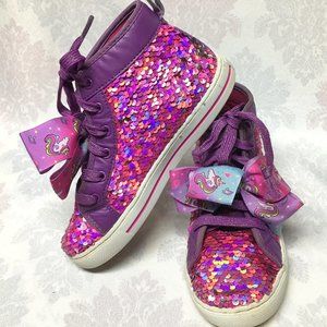 Girls's JoJo Siwa Sparkly Purple Sequined Hi-Tops Size Size 2